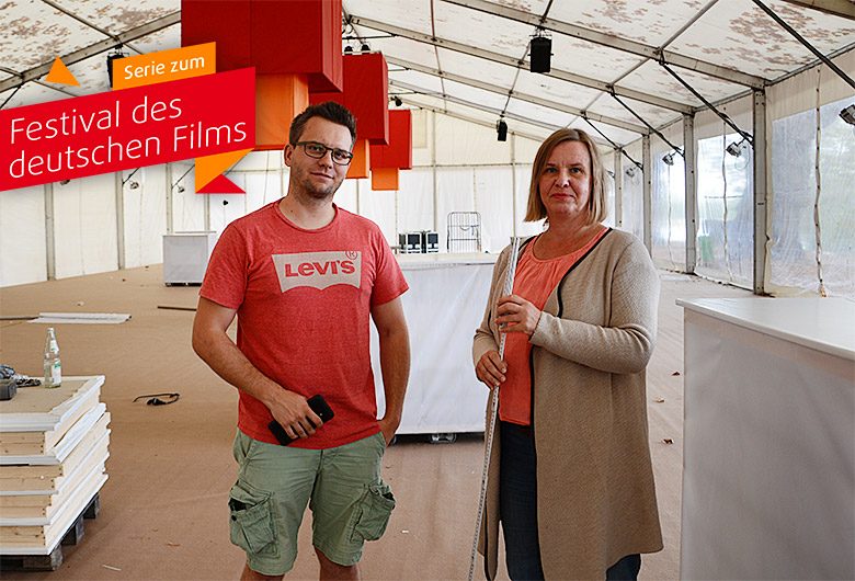 Letzter Schliff an der Zeltstadt des Filmfestivals