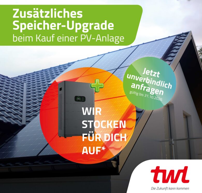 Jetzt Speicher-Upgrade zu Ihrer neuen PV-Anlage sichern!